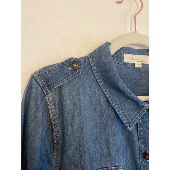 Turo By Vince Camuto Blue Long Sleeve Denim Shirt Dress Size L - Picture 5 of 5